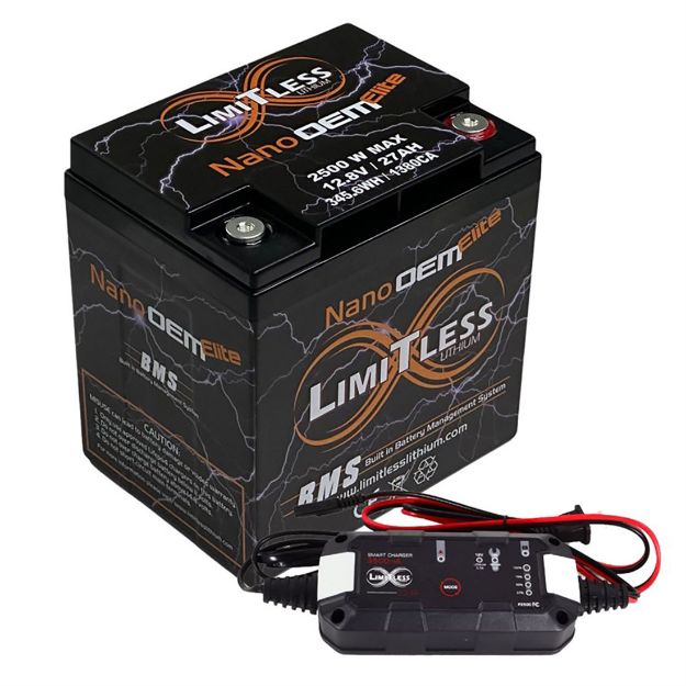 Picture of Limitless Lithium Nano OEM Elite 27AH 2500W Motorcycle/Powersports W/Maintainer