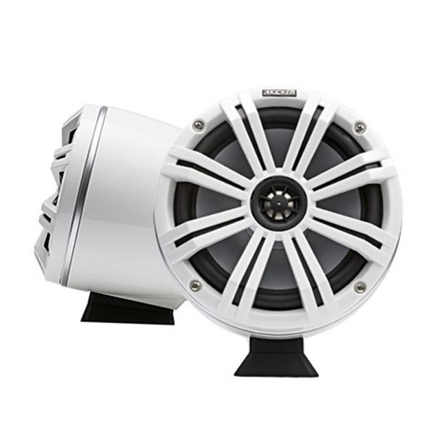 Picture of KICKER KMFC8 8" Coaxial 4-ohm Marine Tower System, Flat Mount (white, pair)