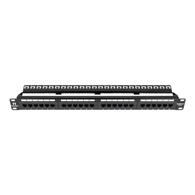 Picture of Platinum ProFIT CAT5E UTP 180° 1U 24 PORT RJ45 Patch Panel, 19" Rack Mount, Rear Cable Management