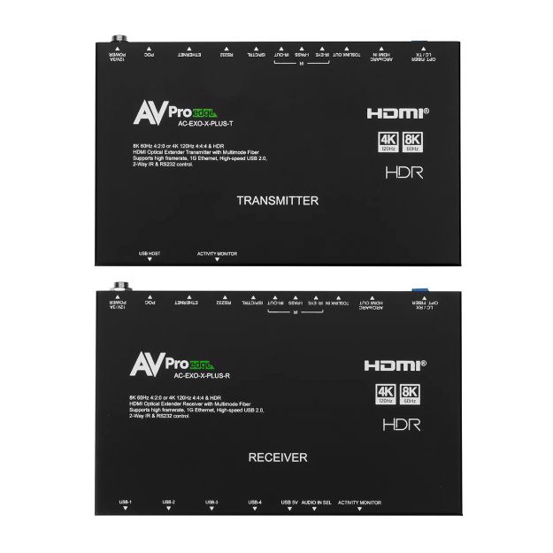 Picture of AVPro 8K 48 Gbps Fiber Optic Extension Kit with USB, eARC & ARC