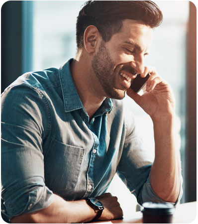 VoIP customer on phone
